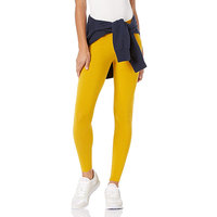 Leggings de Yoga de Cintura Alta para Mujer, Sin Costuras, Color Amarillo Sólido, Largos, Elásticos en Cuatro Direcciones, Pantalones Deportivos para Gimnasio
