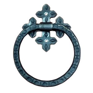 Pomo de puerta estilo antiguo con tirador de anillo, de hierro con acabado de recubrimiento en polvo, para puertas de jardín y exteriores, para entradas principales. - Product Image 5