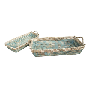 Refined Seagrass Tray Hand-Finished Storage <b>Basket</b> For Upscale <b>Bathroom</b> Amenities And Plush Towels - Product Image 2