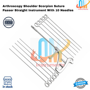 Instrument droit de passage de suture Scorpion pour arthroscopie de l'épaule, lot de 10 aiguilles, réutilisable, en acier inoxydable de qualité médicale, allemand - Product Image 4