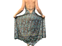 Robe longue évasée trapèze décontractée grande taille pour femme, en soie, motif floral cachemire uni, dos nu, avec pompons, de haute qualité