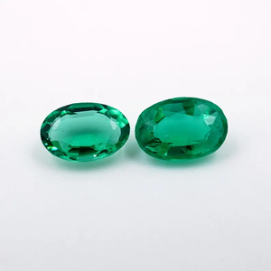 HAYAAT GEMS Paire de pierres précieuses émeraudes cultivées en laboratoire vertes ovales facettées 0,85 ct (6x4mm) pour la fabrication de bijoux Rajasthan - Product Image 3