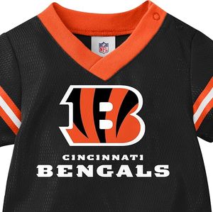 Body de Malla Negra para Bebé de los Cincinnati Bengals con Ribete Naranja y Logotipo del Equipo, Marca Bandera Americana Bordada y Personalizada - Product Image 4