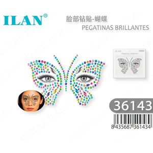 Adesivi per il Viso Ilan con Design a Farfalla, Gioielli Facciali Multicolore per Trucco da Festa - Product Image 3