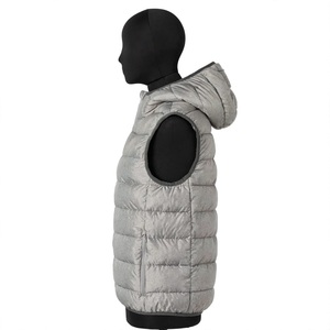 <b>Men</b> Hooded Puffer <b>Vest</b> Grey Lightweight Winter Outerwear Sleeveless Quilted Jacket Full Zip Casual Warm <b>Thermal</b> Padded <b>Vest</b> - Product Image 3