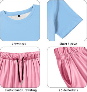 <b>Mens</b> Summer Two Piece Set Palm Tree Graphic T <b>Shirt</b> and <b>Pink</b> Shorts Tropical Ombre Design Casual Beachwear Outfit - Product Image 5