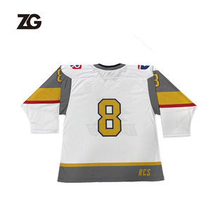 Uniforme de Hockey Personalizado al por Mayor, 100% Poliéster, con Logotipo Personalizado, Cuello de Diamante, Jersey de Hockey sobre Hielo, Calcetines de Hockey sobre Hielo Sublimados - Product Image 4