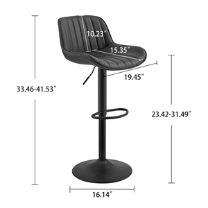 Contemporary Commercial Bar <b>Stools</b> Set 2 Yellow Brown PU <b>Leather</b> Adjustable Backrest Chrome Legs Swivel Counter Height Chairs No - Product Image 4
