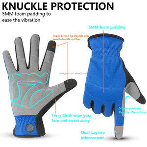 General Purpose Safety Gloves Blue Gray PU Leather <b>Textured</b> Fingertips Anti-Slip Elastic Wristband Latex Free <b>Powder</b> Free - Product Image 4