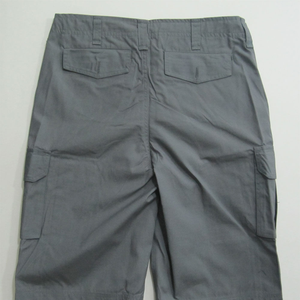 Shorts cargo gris pour hommes, taille mi-haute, fermeture boutonnée, style décontracté, couleur unie, longueur Bermuda, en toile avec poches - Product Image 1