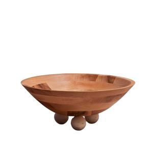 Cuenco moderno de madera de mango con patas, hecho a mano con estilo y perfecto para servir ensaladas, frutas o espacio de comedor decorativo - Product Image 1