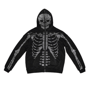 High Quality Rhinestone Graphic Custom Logo Blank Zipper Streetwear Boxy Plain Heavyweight Sweatshirt Men'S <b>Full</b> Zip up Hoodies - Product Image 5