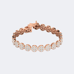 8.500CTW Round Pave Cluster-<b>Set</b> Diamond Tennis Bracelet - Product Image 4