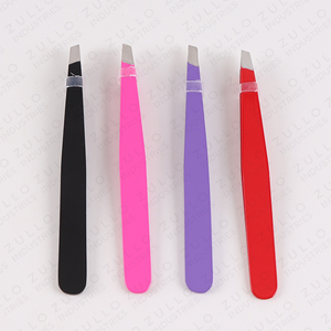 Custom Color Stainless Steel Eyebrow Tweezers Set Professional Slant Tip Eyelash Grooming Beauty <b>Tools</b> OEM - Product Image 6