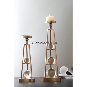 Unique Fancy Texture High Grade Gold Plated Elegant Look Set Of 2 Candle Stick Holder Home Hotel <b>Table</b> Centerpiece Decor Supply - Product Image 1