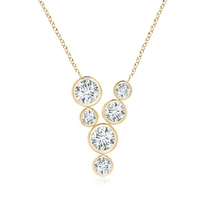จี้เพชรทรงกลมหลายเม็ดแบบฝังขอบ ตัวเรือนทอง 10K 14K 18K หรือเงินแท้ 925 935 - Product Image 3