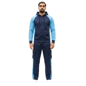 Survêtement streetwear pour homme, color block bordeaux et gris, à capuche, épais, manches longues, avec cordon de serrage, coupe décontractée - Product Image 2