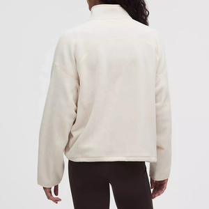 Hot Selling <b>Women's</b> <b>Cream</b> <b>Fleece</b> Jacket Stand Collar Full Sleeve 1/4 Zipper Closure Regular Length Autumn <b>Women</b> <b>Fleece</b> Jackets - Product Image 2