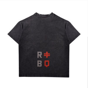 Camiseta Oversize de Algodón Pesado de 260 g/m² con Lavado Ácido y Ojales Estilo Heavy Metal, Efecto Desgastado - Product Image 1