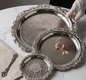 Ornate Vintage Style Silver Oval Tray Individually or as a SetDecorative Metal Catchall Dish Perfume Organizer Wedding <b>Decor</b> - Product Image 1