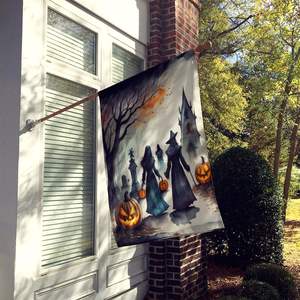 Bandera de Casa de Halloween espeluznante grande, vampiros, cartel decorativo para patio, ilustraciones, manga de poste de poliéster Multicolor para pared de porche - Product Image 2