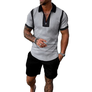 Ensemble de vêtements de sport pour homme en coton respirant de qualité supérieure, style streetwear d'été, deux pièces, polo et short de golf - Product Image 3