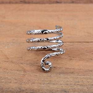 SHYAM JEWELRS Luxury Unisex 925 Sterling Silver Leaf Splint <b>Ring</b> <b>Adjustable</b> Botanical Arthritis Support Band - Product Image 4