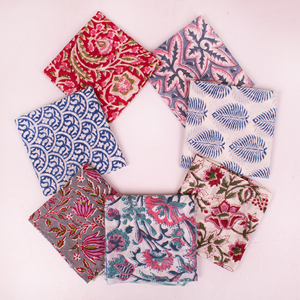 Hand Block Printed Cotton <b>Square</b> <b>Scarf</b>-Multi-Functional Women's Outdoor & Travel Use Floral Patterns Reversible Wraps All Season - Product Image 3