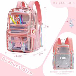 Sac à dos transparent en PVC robuste personnalisé, sac à dos scolaire transparent, sac à dos pour adolescents et étudiants - Product Image 3