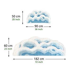 Tappeto da Comodino Blu Navy 3D con Motivo a Onde, Morbido e Antiscivolo, Lavabile, per Bagno e Camera da Letto, Set con Federe - Product Image 2