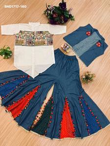 ชุดเสื้อเชิ้ตปักลายโคดีโกติและกางเกงยีนส์ชาราร่าปักลายกัลลีปัมปัมสีสันสดใส ผลิตจากผ้าฝ้ายแท้ ดีไซน์ทันสมัย จำหน่ายราคาส่ง - Product Image 6