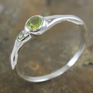 925 Sterling Silver Natural Peridot <b>Ring</b> for Women | Minimalist Bezel Set <b>Green</b> Gemstone Stackable Promise Engagement <b>Ring</b> - Product Image 1