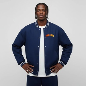 New Arrival High Quality Wool Winter <b>Jacket</b> Man Custom DTF Printed logo Canvas Front Polyester <b>Lined</b> Varsity <b>Jacket</b> For Sale - Product Image 6