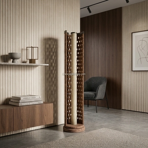 Lámpara de Pie de Madera de Teca Rústica Hecha a Mano, Giratoria, Decorativa, con Diseño de Color Personalizable, Fácil Instalación para Interiores del Hogar - Product Image 5