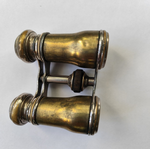 Heavy-duty polished brass and chrome big ocular naval binocular mounted on a wooden floor tripod, available at wholesale prices. - Product Image 4