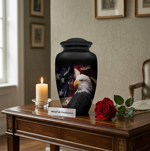 Handcrafted American Style Aluminum Cremation <b>Urn</b> for Human Adult Ashes <b>Large</b> Eagle Memorial Funeral <b>Urns</b> Metal Keepsake Jars - Product Image 2