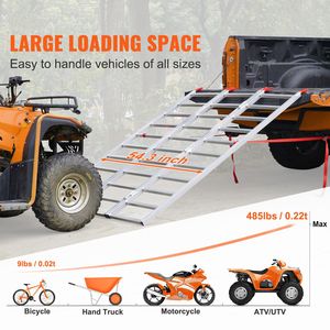 Rampa Plegable Triple de Aluminio de 1500 Libras con Correas de Carga para Motocicleta, Tractor, ATV/UTV, Camioneta, Cortacésped - Product Image 2