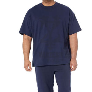 100% Cotton Knitted Men Oversized Loose Fit Solid High Quality OEM Drop Shoulder T-Shirts - Product Image 4