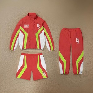 Brand State Unisex <b>Tracksuit</b> Red <b>White</b> Green Color Blocking Full Sleeve Hooded Elastic Waist Breathable Streetwear Lightweight - Product Image 6