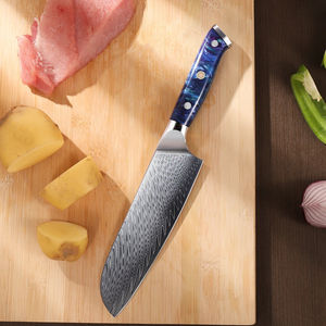 Cuchillo de Cocina de 7 Pulgadas con 67 Capas de Acero VG10 y Mango de Resina Azul - Product Image 3