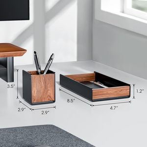 Wooden Desk Tray with Pen <b>Holder</b> Set Natural Wooden Desk Drawer Organizer Office Organizer Tray for <b>Keys</b> Pen Watch - Product Image 3