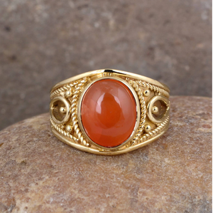 Bague en cornaline plaquée or, bague en pierre précieuse orange pour femmes, vente en gros de bagues - Product Image 2