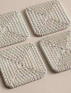 Exquisite Rattan Coaster <b>Set</b> <b>Square</b> Drink Coaster Wicker Cup Mat Natural Table Protection Perfect For Home Bar Kitchen Use - Product Image 3