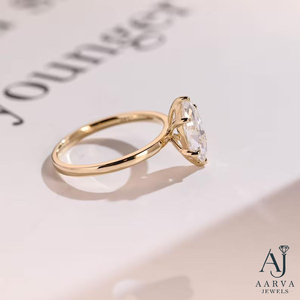 แหวนหมั้นเพชรโมอิสซาไนต์ทรงลูกแพร์สำหรับผู้หญิงจาก AARVA JEWELS เงินสเตอร์ลิงชุบทองคำสีกุหลาบ ดีไซน์แบบหนามเตย สไตล์คลาสสิก เหมาะสำหรับงานปาร์ตี้ - Product Image 3