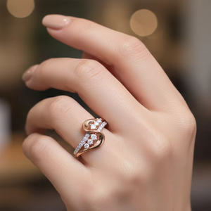 แหวนเพชรรูปทรง S สีโรสโกลด์สุดหรูสำหรับผู้หญิง - Product Image 4