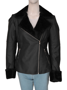 Blouson Moto Femme Hiver 2026 Tendance en Cuir PU Gaufré Respirant Imprimé, Long, Double Boutonnage, Fermeture Éclair - Product Image 5