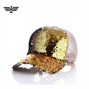 Casquette de camionneur personnalisée avec paillettes argentées |   Casquette de baseball en maille scintillante |   Casquette de sport ajustable, respirante, en polyester, à fermeture snapback - Product Image 2