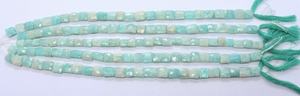 Perles d'Amazonite naturelle facettées en forme de chiclet 7x7-8x8 MM, perles carrées en Amazonite 8 pouces pour bijoux - Product Image 6