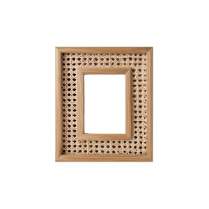 Trendy Weave Pattern Wall <b>Mounted</b> Picture <b>Frame</b> 9.5" X 7.5" Wholesale Price Decorative Rattan <b>Frame</b> for Photos - Product Image 1