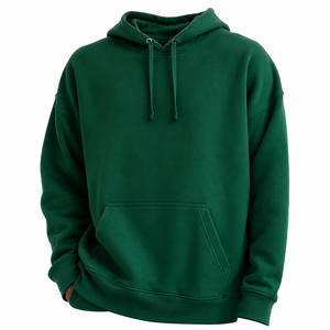 Sudadera con Capucha Verde Sólido para Hombre, Corte Regular, Tejido de Algodón, Estilo Casual para Otoño, con Bolsillos y Personalizable - Product Image 1